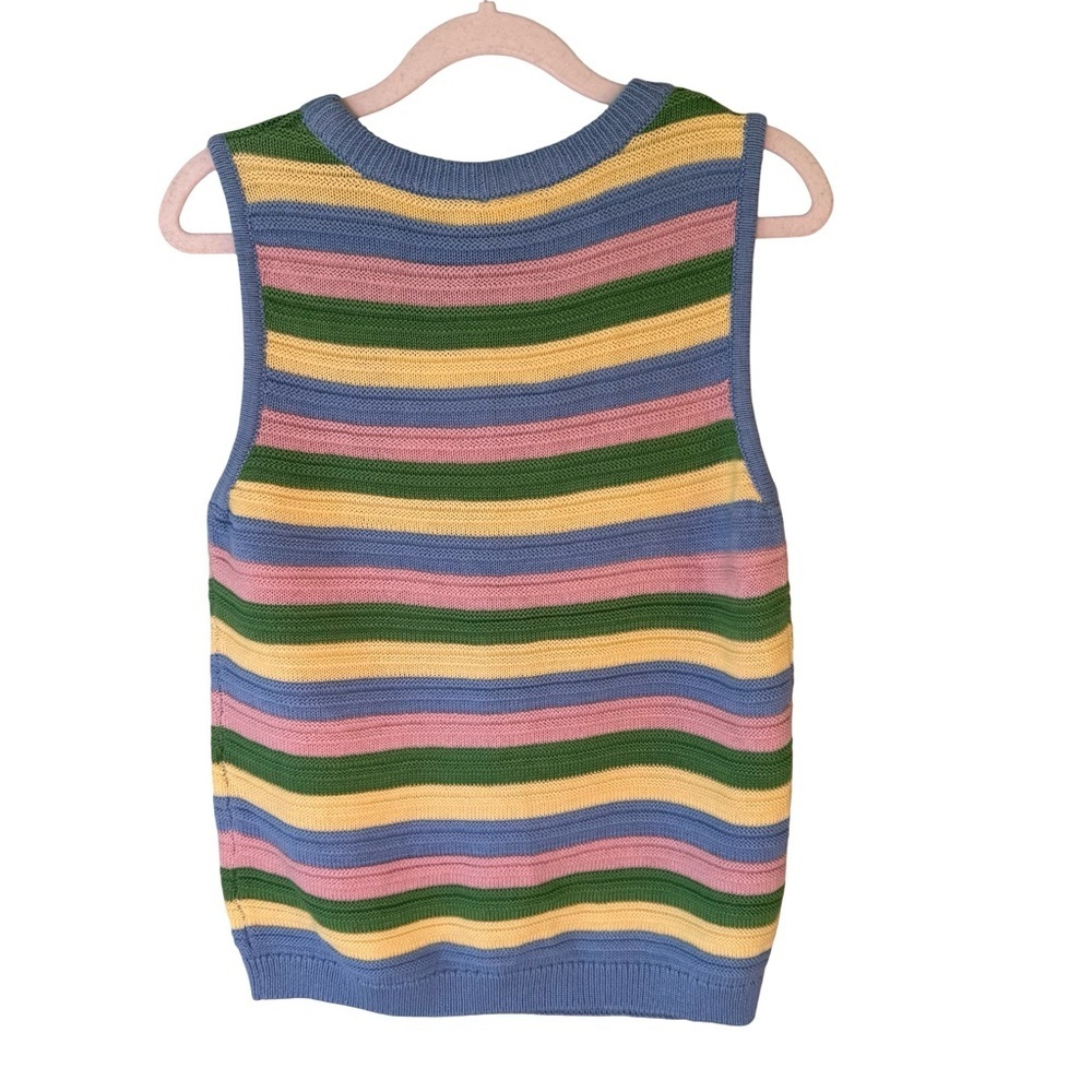 ICHI Striped Scandi Pastel Sleeveless Knit Top Size XS Casual Spring Summer - Picture 3 of 12